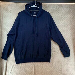 Athletic Works Adult XL Hoodie Sweatshirt Navy Blue Pullover Cotton Blend